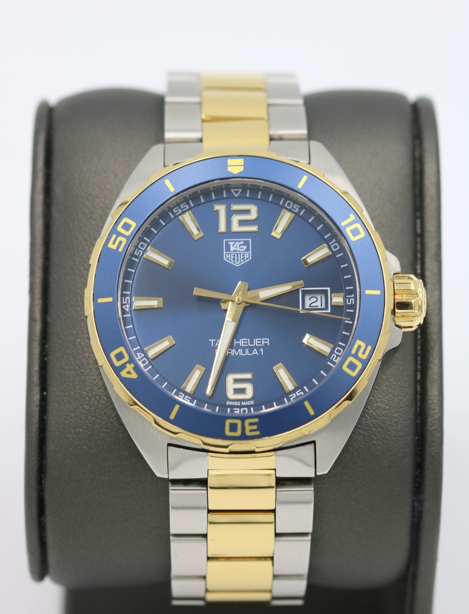 Tag Heuer Formula Date Quartz 41mm Blue Gold Steel Watch WAZ1120