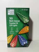 Home Accents Holiday 50 Multi-Colored Faceted C6 LED String Lights Green Wire