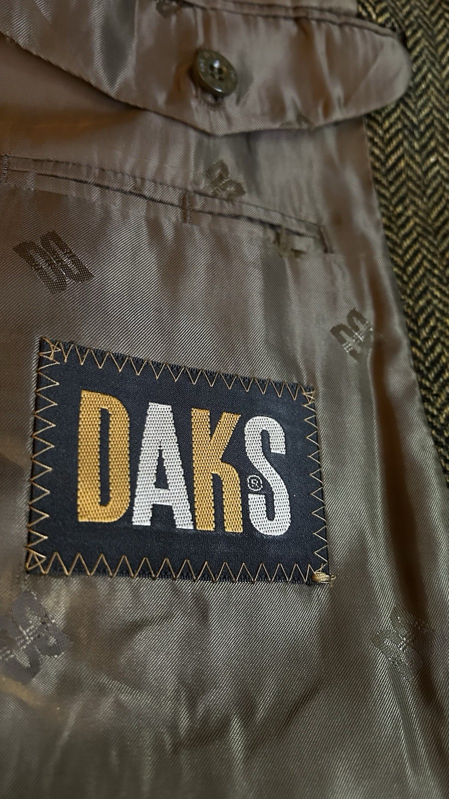 DAKS Brown Wool Herringbone Triple Patch Pocket H… - image 7