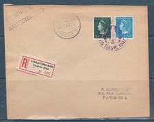 Ete enveloppe  Pays-Bas  recommandée  Reine Wilhelmine 5 et 15 cent 1947