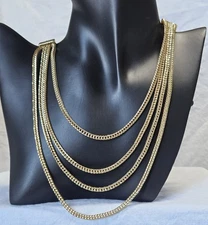 Bold Elements Gold Tone 4 Strand Statement Chain Necklace J4-1372