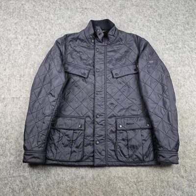 Barbour Jacke Herren mittelblau Ariel Polarquilt gesteppt Biker Utility Country