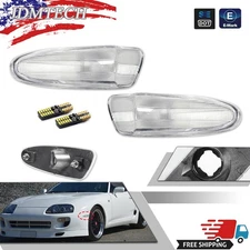 For 1997-98 Toyota Supra Mk.4 Front Fender Side Marker Lights W/ Amber LED Bulbs