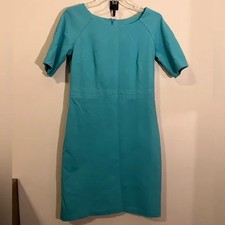 TALBOTS Women's Sheath Dress Boat Neck Career Casual Teal Blue Size 2
