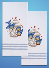 Stamped Kitchen Towels For Embroidery 20"X28" 2/Pkg Bird