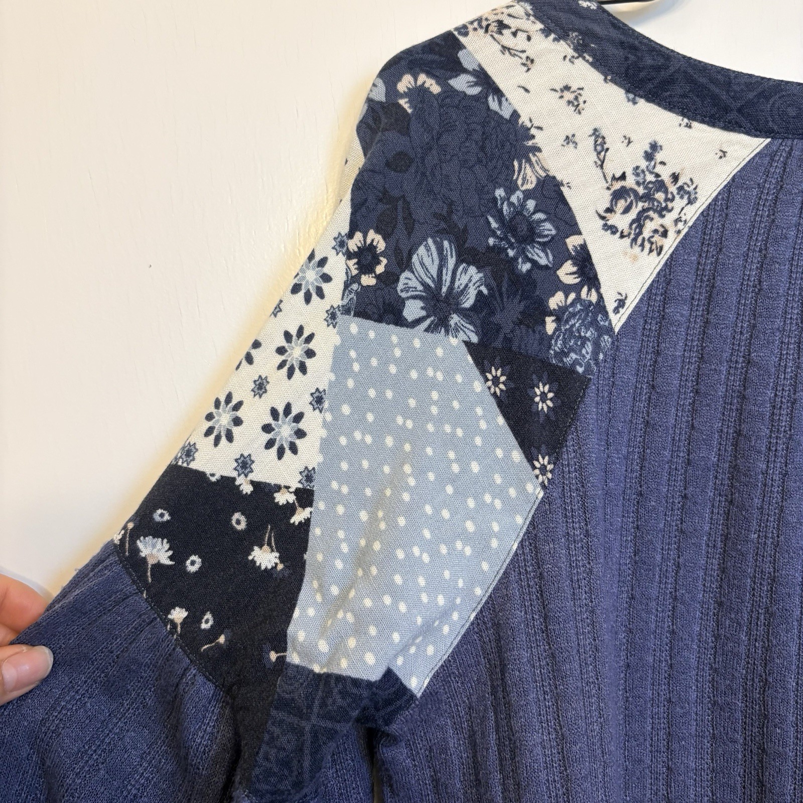 Women’s Size Medium Patchwork Rayon Blend Boho Bl… - image 7