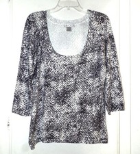 ALBERTO MAKALI SPARKLY GRAY  WHITE SEQUINED SCOOP NECK SWEATER Size L-XL