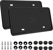 XCLPF Silicone Black License Plate Frame Covers 2 Pack- Front and Back Car Plate
