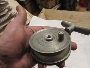 lovely unusual vintage turntable sidecaster threadline fishing reel bench made