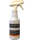 White 16 oz Spit n Shine anti-fog spray bottle with black trigger and black text listing ingredients and safety precautions.