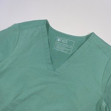 FIGS Technical Collection Women's Scrub Top Teal Green XS V Neck Short Sleeve