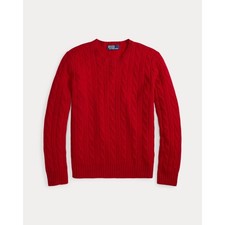  498 Polo Ralph Lauren Men's Iconic Cable-Knit Cashmere Sweater Red Medium