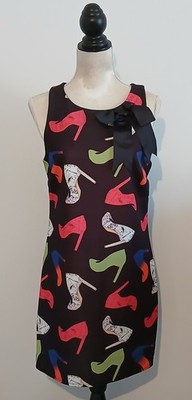 RINASCIMENTO KLEID Gr. S/M OHNE ARM  SCHWARZ SCHUHMUSTER RUNDHALS SCHLEIFE 