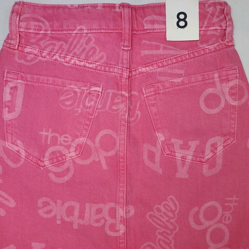 Gap BARBIE Logo Denim Skirt Pink Girls Sz 8 New Cute - Picture 6 of 8