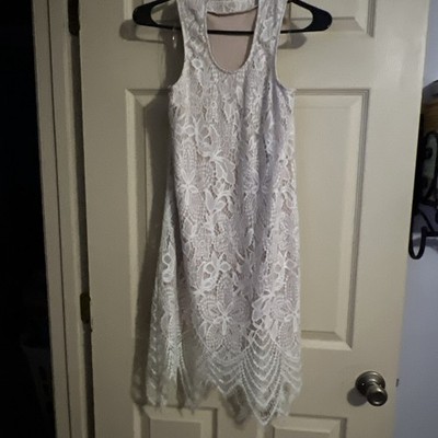 NWT Francesca's Dress Size S White & Gold Metallic Floral Bridal Graduate Party