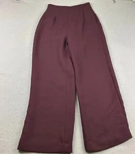 Holt Renfrew Pants Womens 10 Red Pleated Lined Side Zip Straight Leg