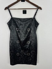 Urban Outfitters Slip Dress Womens Large Black Gold Celestial Sun Moon Witchy