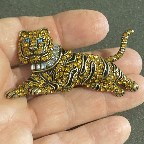 HEIDI DAUS COLLECTORS EDITION KRISTALL & EMAILLE TIGER ANSTECKNADEL BROSCHE - Bild 7 von 8
