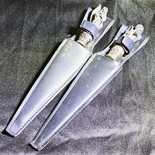 Ornate Decorative Daggers Pair w/ Black Sheaths, Double Edge Stainless