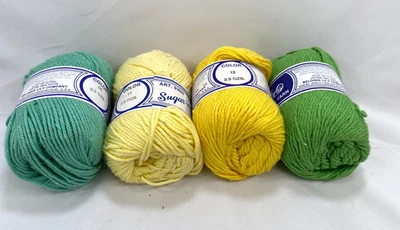 Lily Sugar 'n Cream Cotton Yarn LOT: 4 Skeins Yellow/Green Yarn, NEW - Image 1 of 4