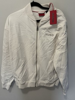 $158 HUGO By Hugo Boss Men s Drochomber Bomber Jacket White Oversized Zip Small