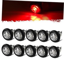 10x 3/4" Mini Round Led Side Marker Lights Grommet Mount w Plug Connectors Red
