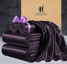 Mulberry Silk Satin 4-Piece Duvet Cover Set Luxury Hotel Bedding Includes