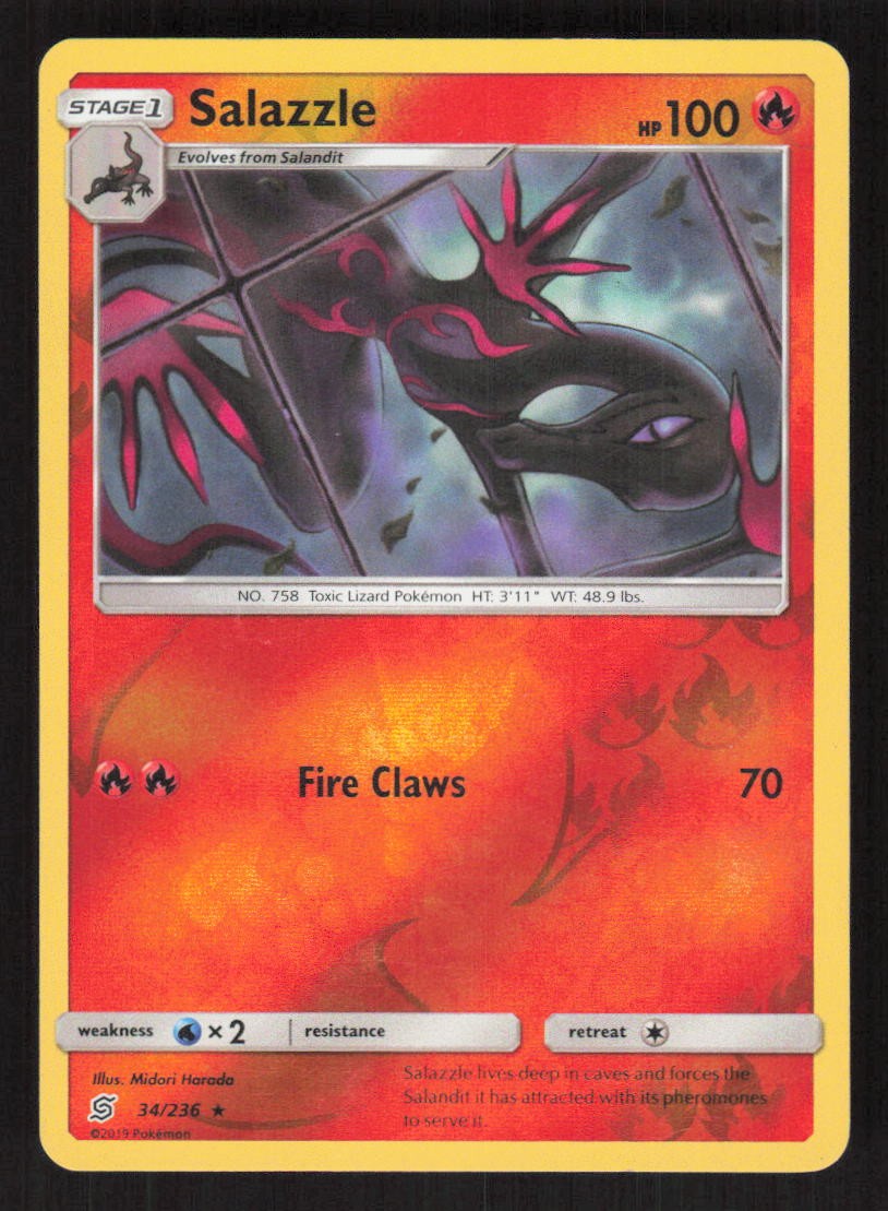 Pokemon TCG Reverse Holo Unified Minds Salazzle #34/236