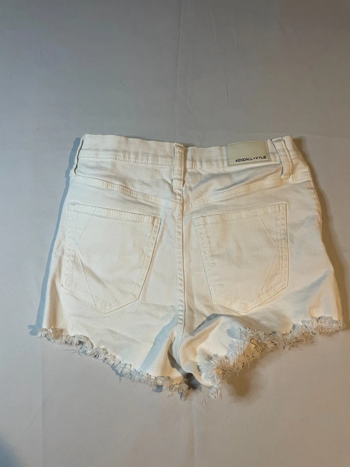 Pantalones Cortos de Jean Kendall + Kylie The Drifter para Mujer Talla 7/28 Blanco Denim Tiro Alto Foto 4 de 4
