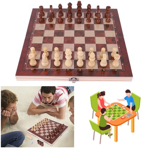 Foldable 29x29cm Wooden Chess Set - Strategic Thinking Gift for Kids & Adults - Picture 2 of 6