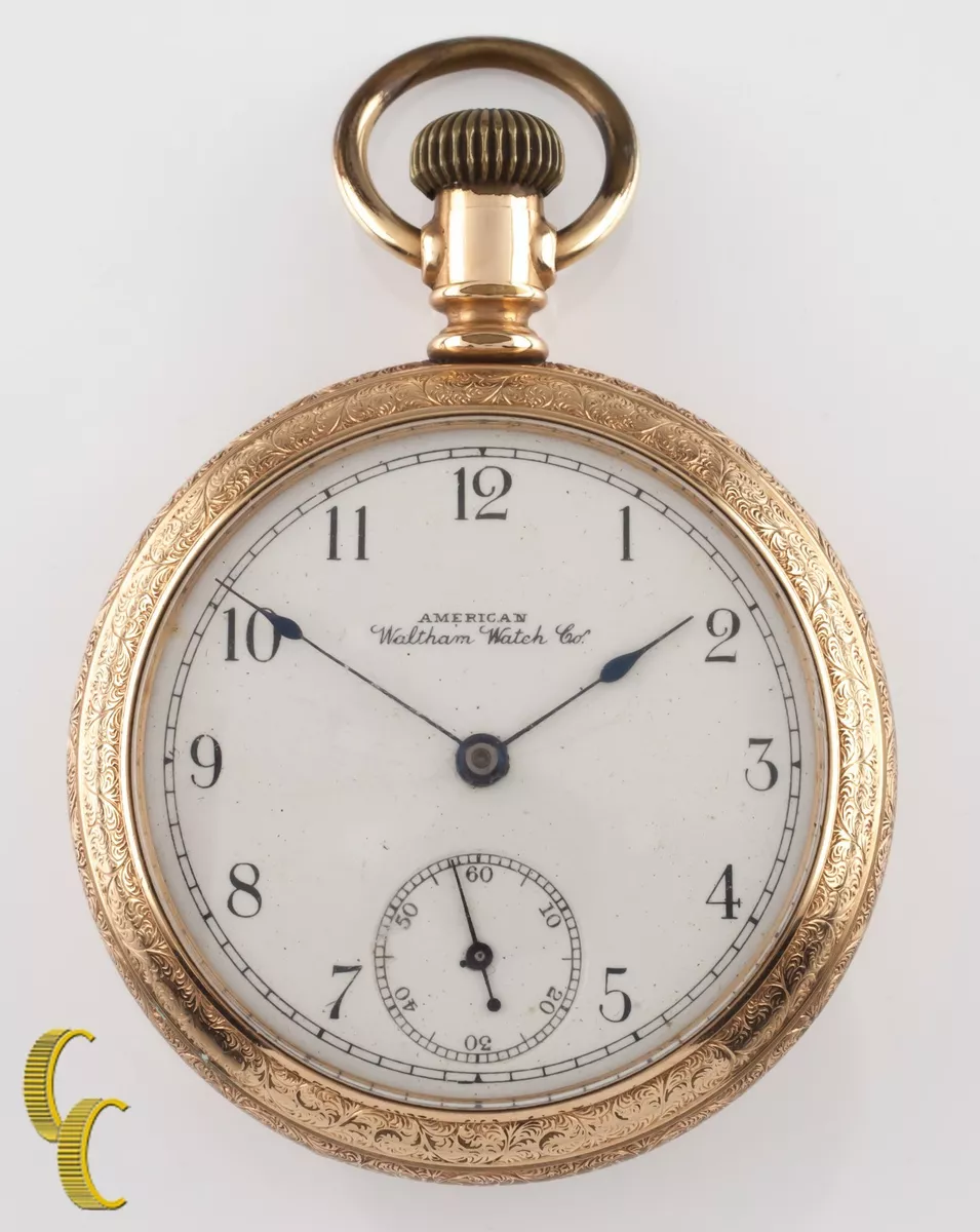 Waltham pocket watch clearance gold