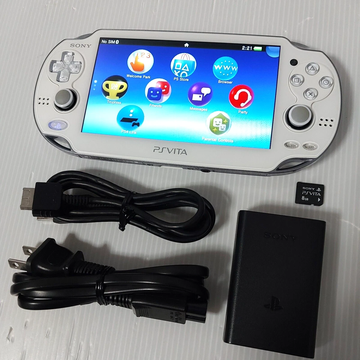 PS Vita console PCH-1100 Crystal White OLED SONY Tested w/ charger