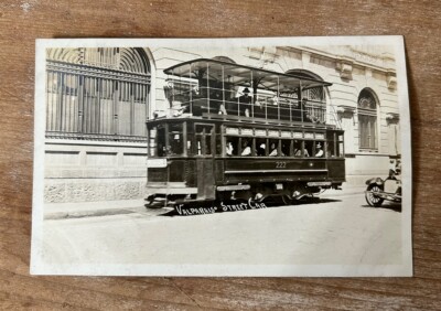 Valparaiso Street Car 1920s RPPC Chile Photo Postcard Transportation Trolley AZO