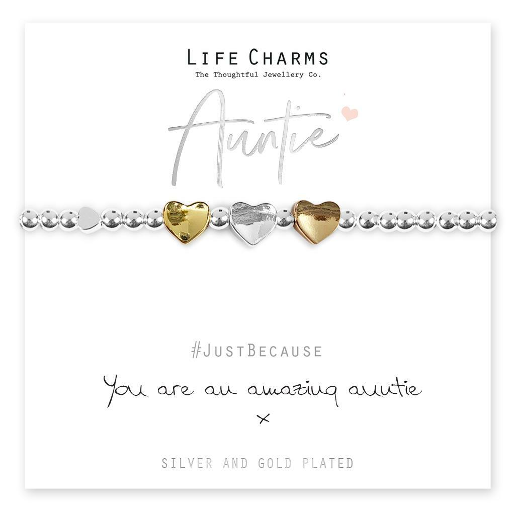 Life Charms Bracelet - AUNTIE - "" You are an AMAZING AUNTIE "" - Gift Boxed