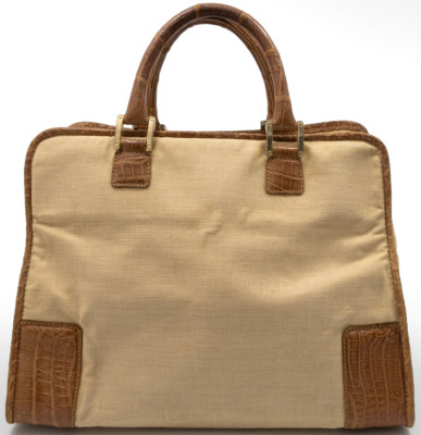 LOEWE AMAZONA ANAGRAM HANDTASCHE HAND BAG TASCHEN HENKEL CANVAS LETHER BOSTON