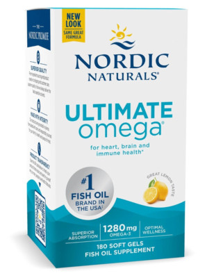 Nordic Naturals Ultimate Omega Lemon 1280mg Sealed Bottle 180 Softgels FRESH