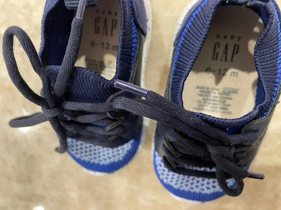 Bebé Gap 6-12 Meses Niño Zapatos Atléticos Sin Cordones Tenis Azul Marino Foto 3 de 4