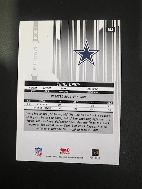 2005 Leaf Rookies and Stars Longevity Gold #153 Chris Canty /150 - Image 2 of 3