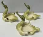 Set of 3 Hull Pottery Swan Ashtray Trinket Dish Planter Vintage Green Family 4"