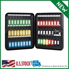 48Key Cabinet Wall Mount Locking Key Organizer Key Storage Lock Box Black New