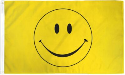 ''HAPPY FACE YELLOW'' flag 3x5 ft polyester banner sign smile emoji
