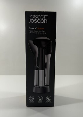 Joseph Joseph Elevate Fusion 3 Piece Silicone Utensil Set Compact Storage Stand