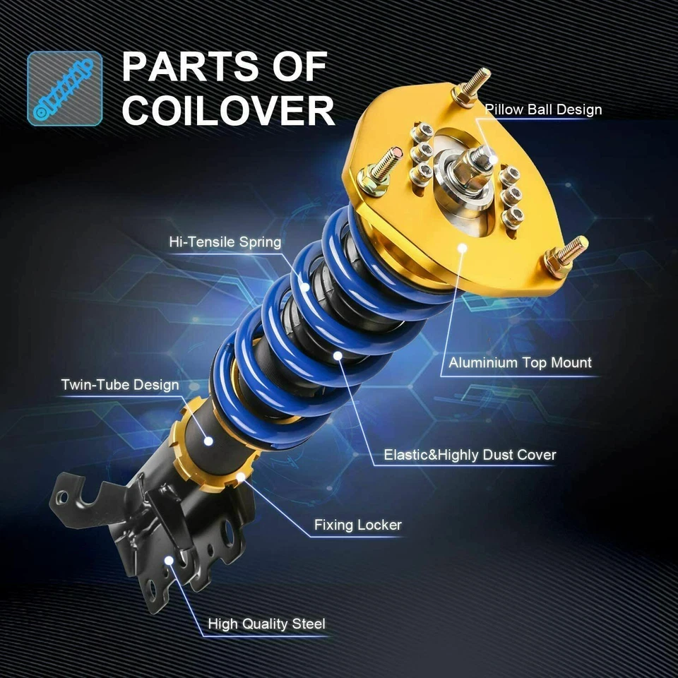 4x Full Coilover Struts Coils Shocks Suspension Kit For 1988-1999 Toyota Corolla Foto 4 de 4