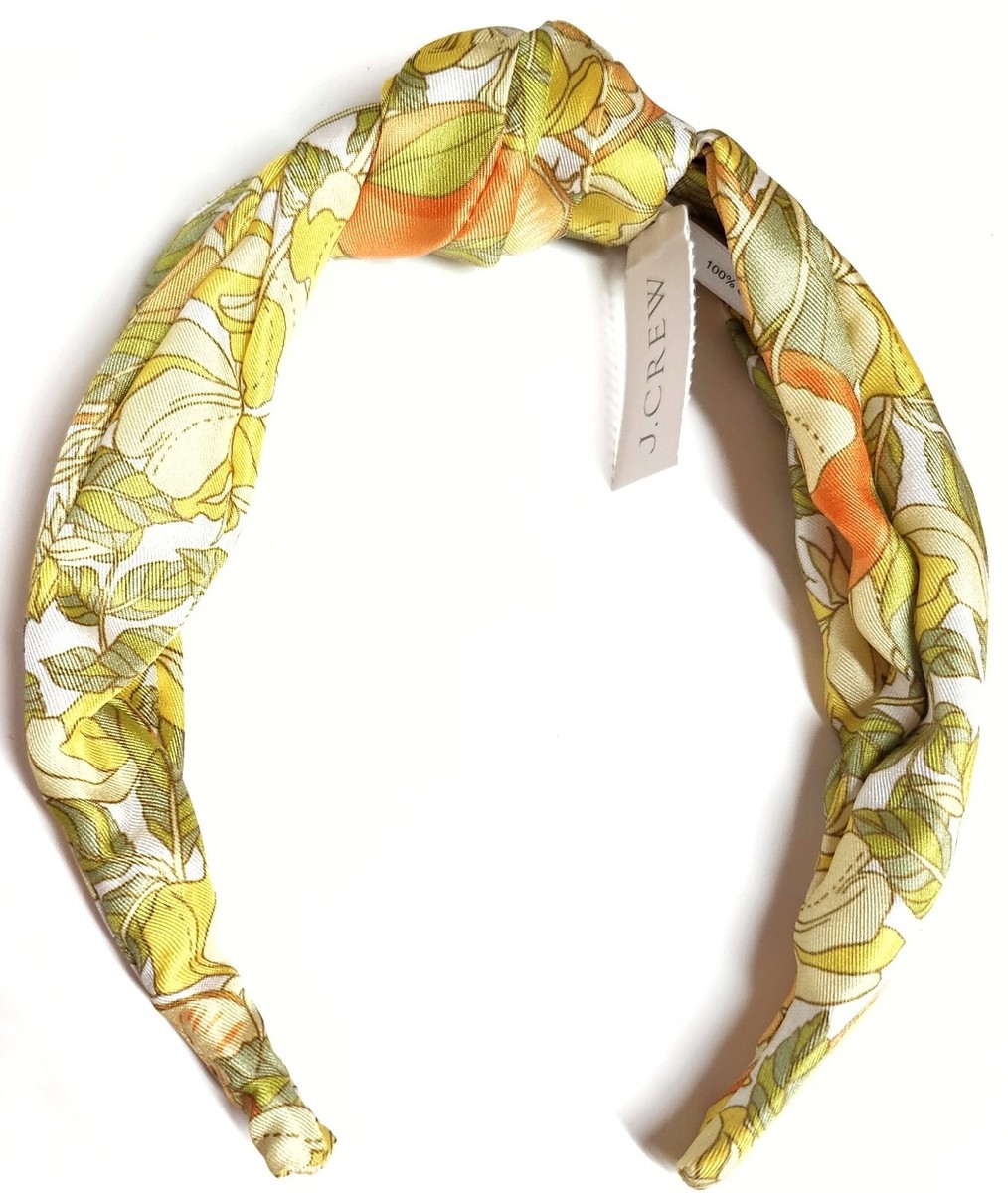 J.Crew Factory Printed Knot Headband Golden Marigold White 