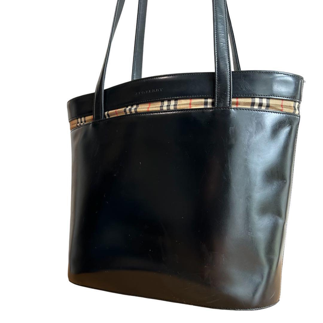 Burberry Tote Bag Bucketnova Check Shoulder All Leather