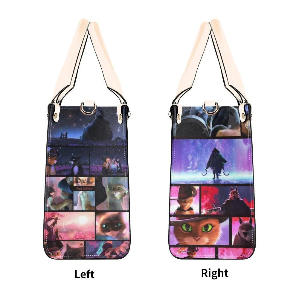 Personalized Puss In Boots Women PU Leather Handbag, Cartoon gift, gift for