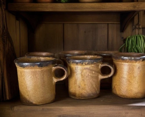 McCoy Canyon Mesa Brown Set of 7 Rustic Pottery Mugs 1412