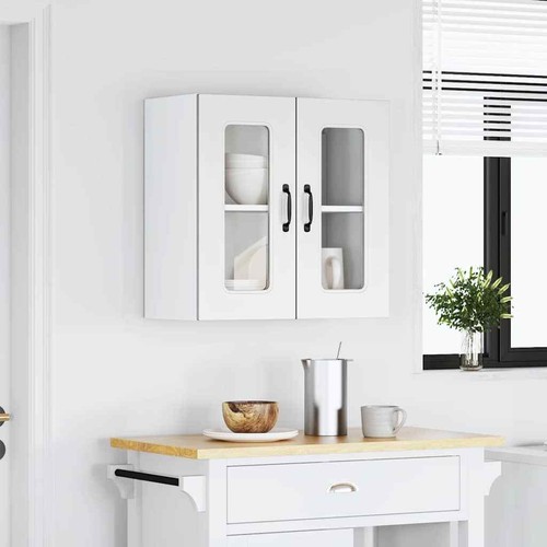 vidaXL Kitchen Wall Cabinet with Glass Door Kalmar White Engineered Wood BMG - Picture 4 of 10