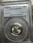 1942 D Mercury Head Dime - PCGS Graded MS65 FB