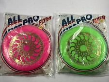 2 NOS Vintage 1986 Imperial All Pro Flyer Frisbees, Lime Green  Hot Pink